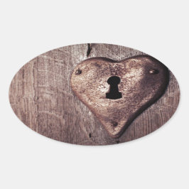 Lås hjärta ovalt klistermärke