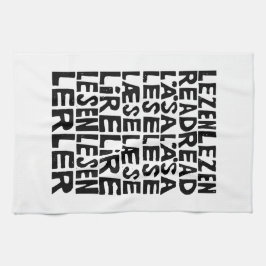 Läs i 8 språk Lino Print Kitchen Towels Kökshandduk