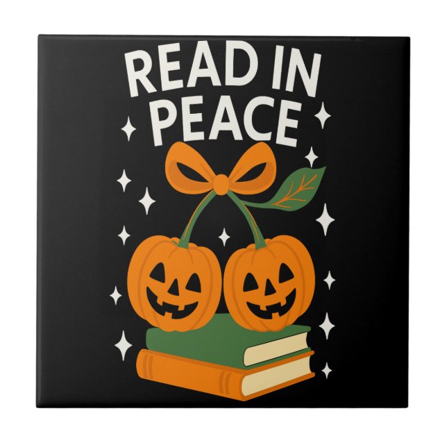 Läs i frid Rolig Halloweenbok Kakelplatta (Framsidan)