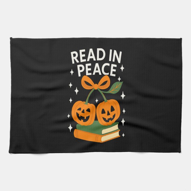 Läs i frid Rolig Halloweenbok Kökshandduk (Horisontell)