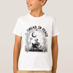 Läs in fredslärare Skeleton Read Bok Ha T Shirt