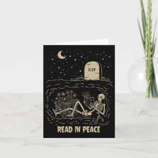 Läs in Peace Skeleton Reading Bokar Funny Hallowed Kort