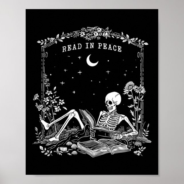 Läs in Peace Spooky Teacher Skeleton Trick Teach Poster (Framsidan)