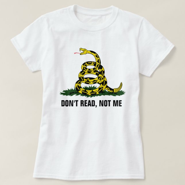Läs inte, inte jag tee shirt (Design framsida)