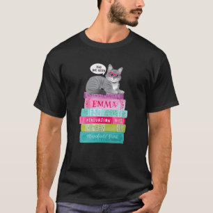 Läs Jane Austen Cat Glasses Bok Klubb Romantic No T Shirt