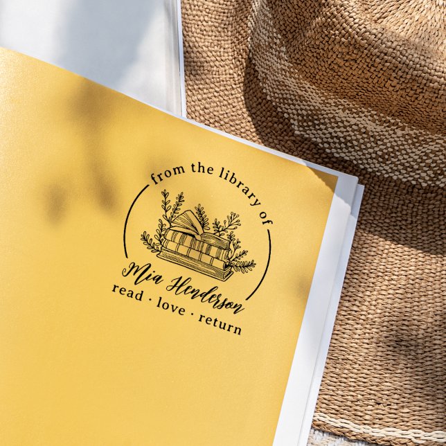 Läs Kärlek Återvänd Bibliotek För Personligt Namn  Självfärgande Stämpel (Rubber Stamp Mock-up)