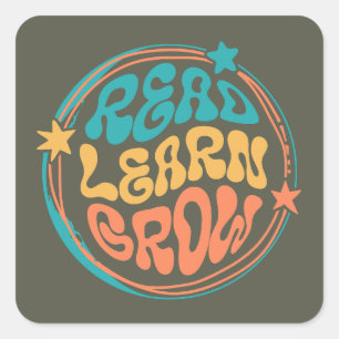 Läs Lär dig växa Fyrkantigt Klistermärke