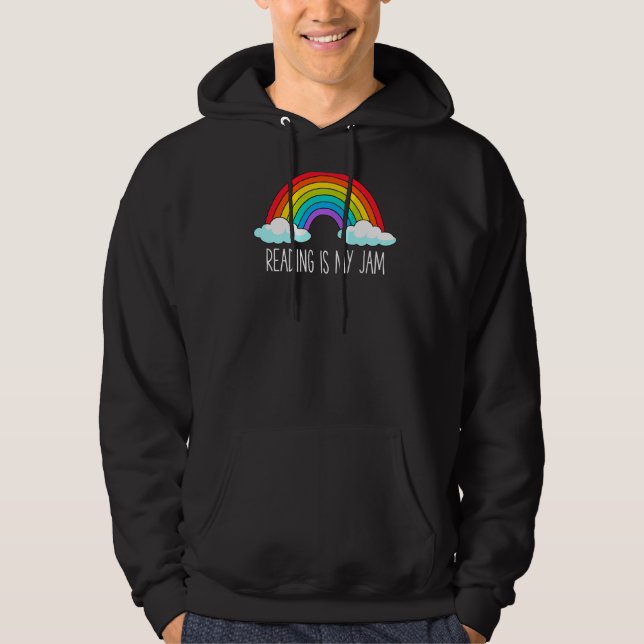 Läs lärarinna Rainbow Leopard Reading är min Sylt Hoodie (Framsida)