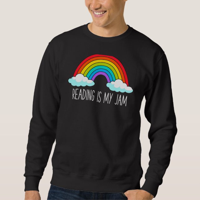Läs lärarinna Rainbow Leopard Reading är min Sylt Lång Ärmad Tröja (Framsida)