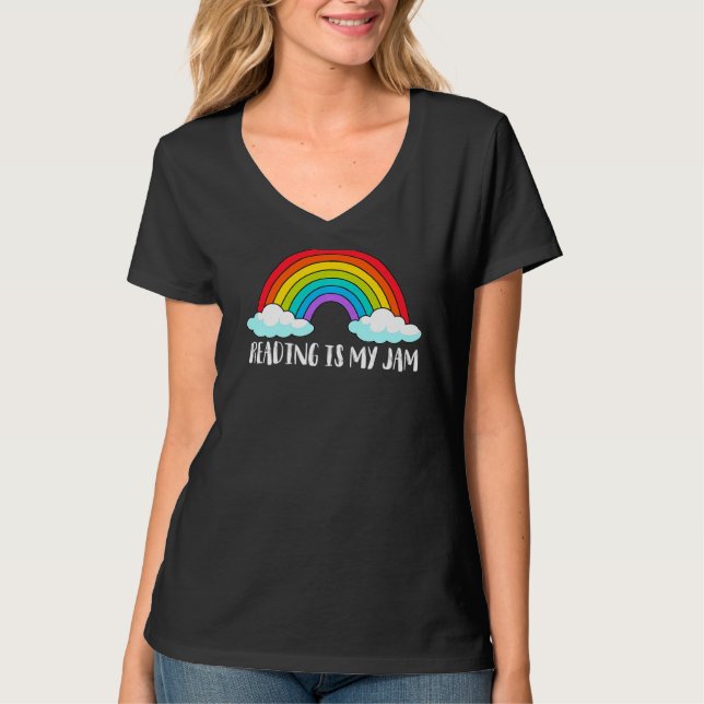 Läs lärarinna Rainbow Leopard Reading är min Sylt  T Shirt (Framsida)