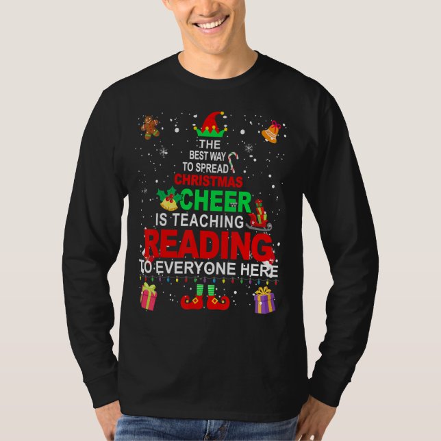 Läs lärarjulshert Elf-julost T Shirt (Framsida)