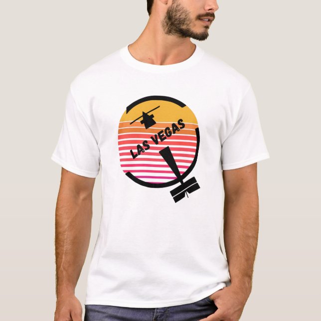 LAS Las Vegas Airport, Nevada - Retro Flygplan T Shirt (Framsida)