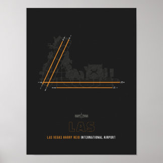 LAS - Las Vegas Harry Reid Airport Runway Diagram Poster