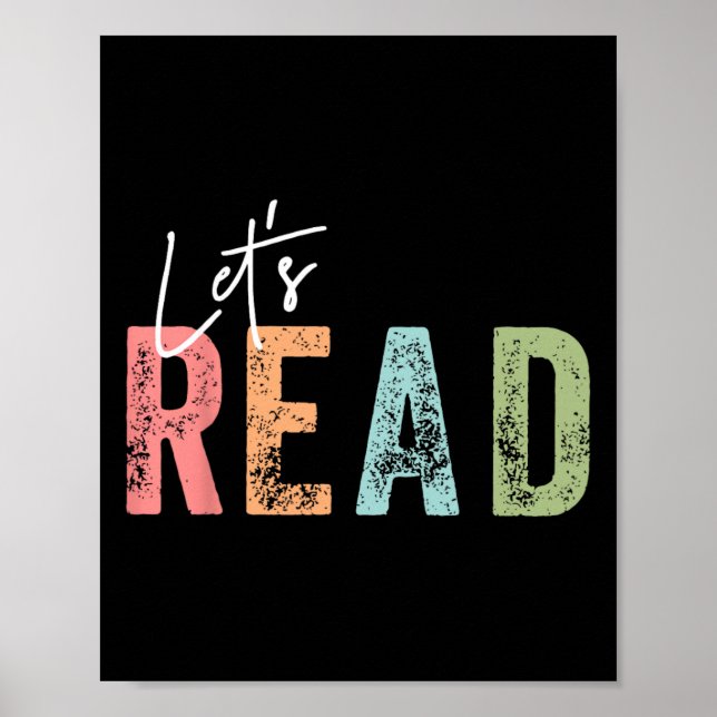 Läs Let's Read Bok Nörd Läs Bok Älskare Biblioteka Poster (Framsidan)