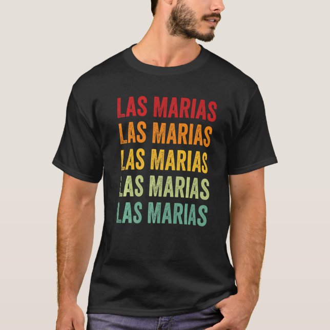 Las Marias County Puerto Rico Rainbow Text T Shirt (Framsida)
