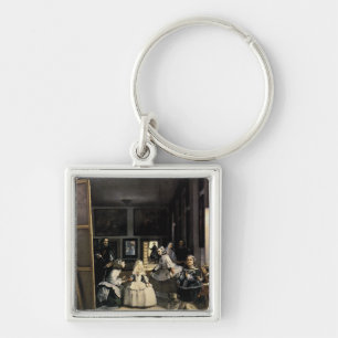 Las Meninas av Velasquez Fyrkantig Silverfärgad Nyckelring