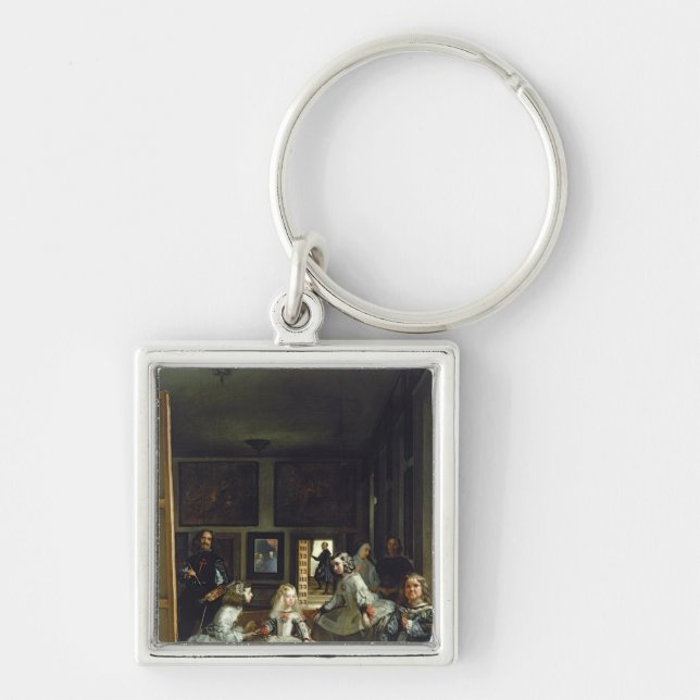 Las Meninas eller familjen av den Philip droppen, Fyrkantig Silverfärgad Nyckelring (Framsidan)