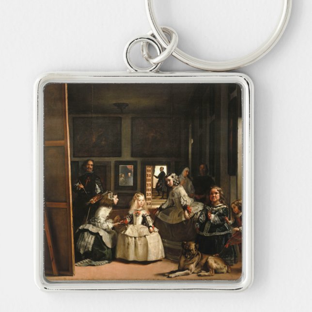 Las Meninas Fyrkantig Silverfärgad Nyckelring (Framsidan)