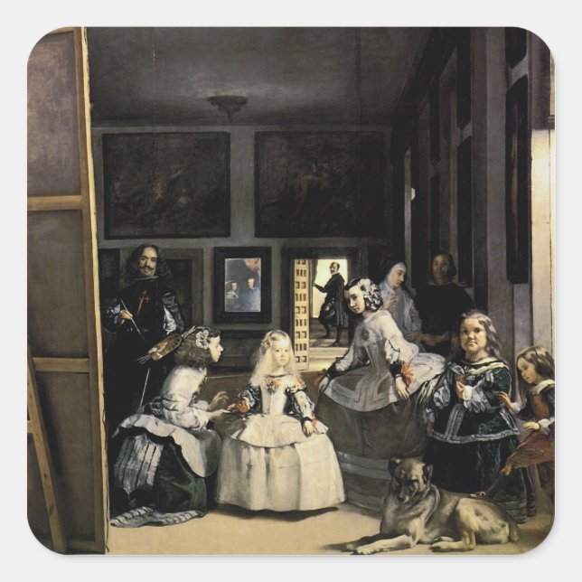 Las Meninas Fyrkantigt Klistermärke (Framsida)