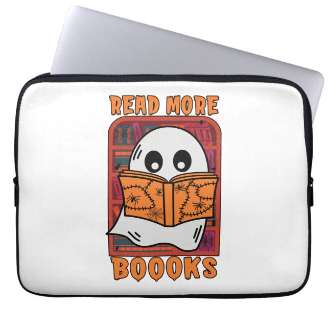 Läs mer Bokar Bibliotek Ghost läser Halloween Laptop Fodral (Framsidan)