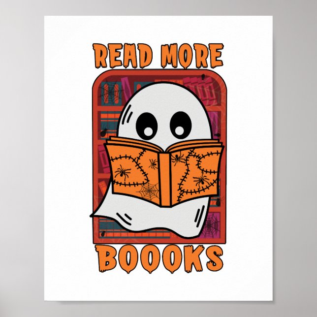 Läs mer Bokar Bibliotek Ghost läser Halloween Poster (Framsidan)