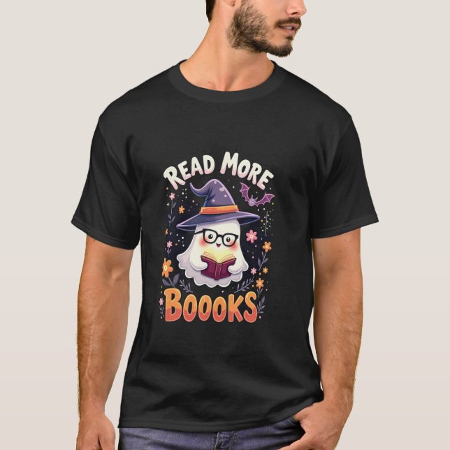 Läs mer Bokar Cute Ghost Bok Funny Teacher Hal T Shirt (Framsida)