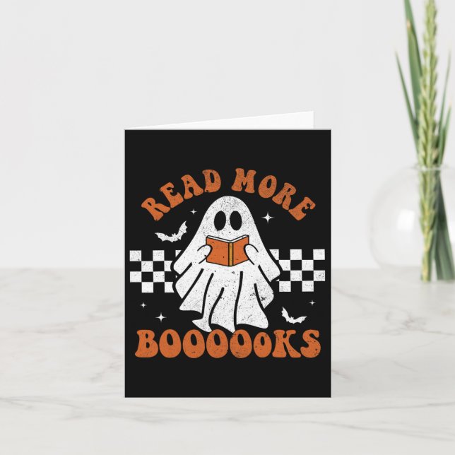 Läs mer Bokar Cute Ghost Reading Bok Lacher Ha Kort (Framsida)