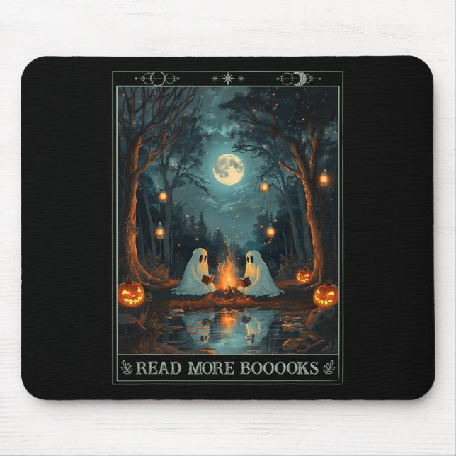 Läs mer Bokar Cute Spooky Ghost Reading Bok tar Musmatta (Framsidan)