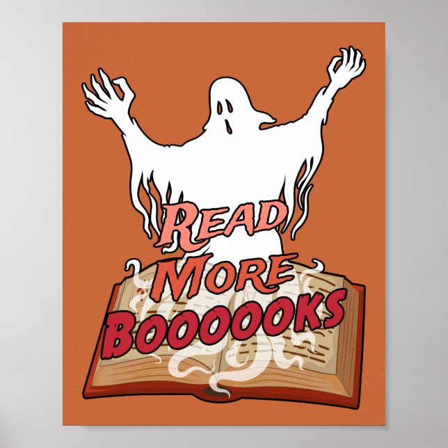 Läs mer Booooks Ghost Bok Halloween Poster (Framsidan)