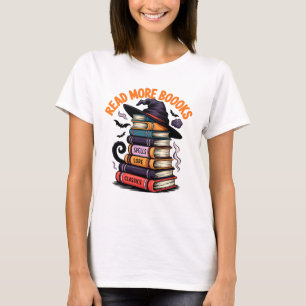 Läs mer om Bokar Ley Witch Hat Spooky Bok Stack T Shirt