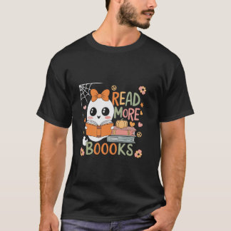Läs mer om boooks Cute Ghost Pumpkin Bokar Reading T Shirt