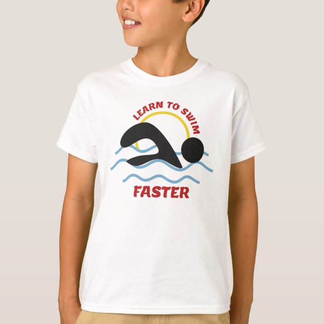 Läs mer om snabbare Simma - Coola Swimmers design T Shirt (Framsida)
