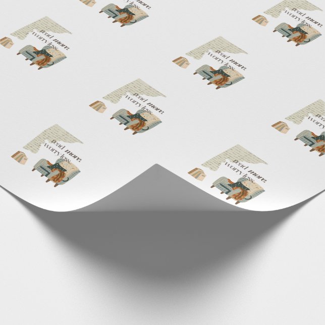 Läs mer, oroa dig mindre Bokälskare Presentpapper (Hörn)