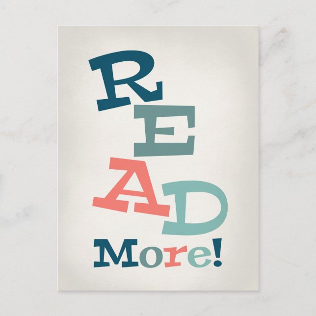 Läs mer - Retro Colorful Reading Vykort (Framsida)