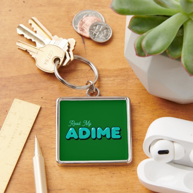 "Läs min ADIME" Grön nyckelring (Skrivbord)