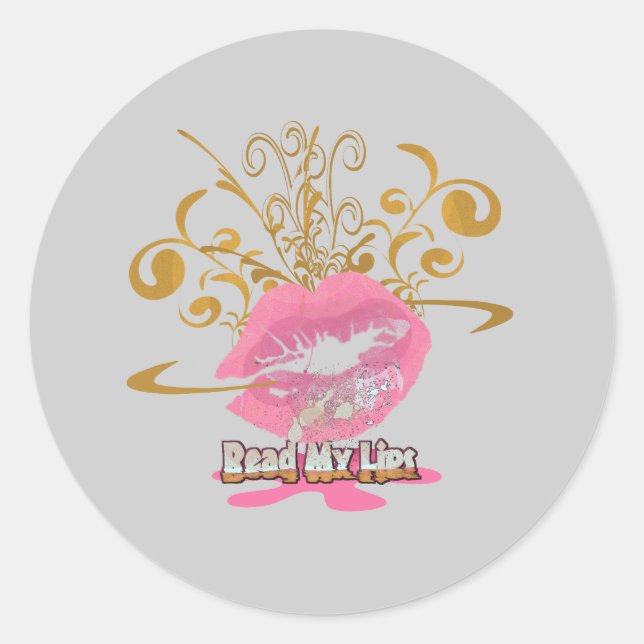 Läs min Läppar Runt Klistermärke (Framsida)