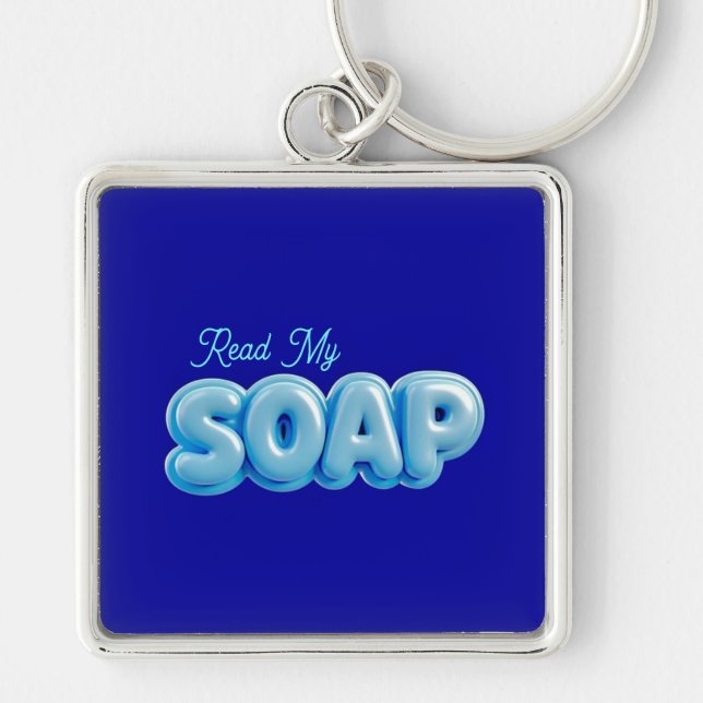 "Läs min SOAP" Blå nyckelring (Framsidan)