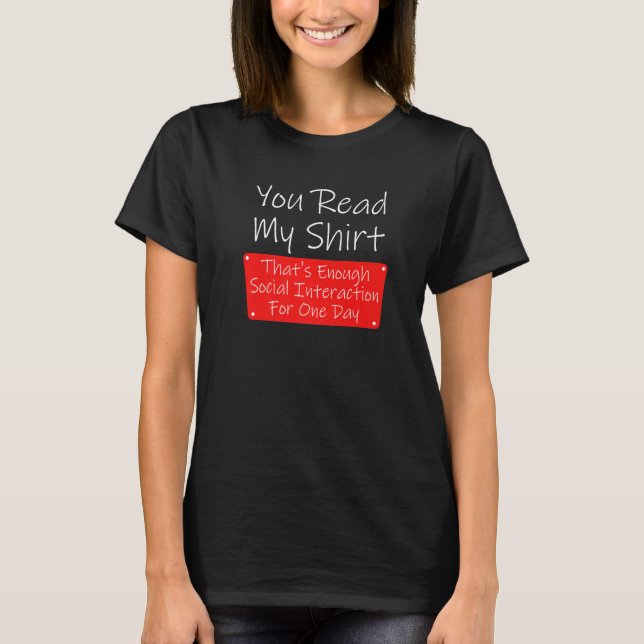 Läs min Social-interaktion Sarcasm T Shirt (Framsida)