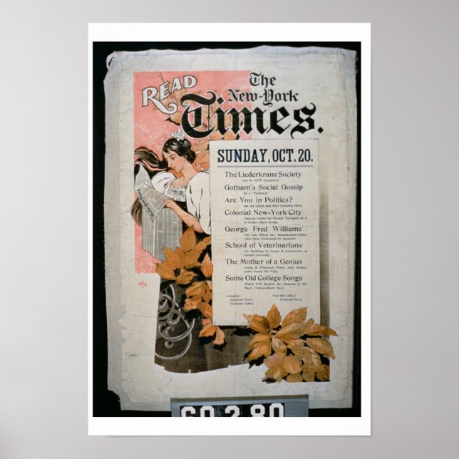 "Läs New York Times" (färg litho) Poster (Framsidan)