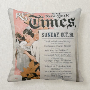 "Läs New York Times" (färglithoen) Kudde