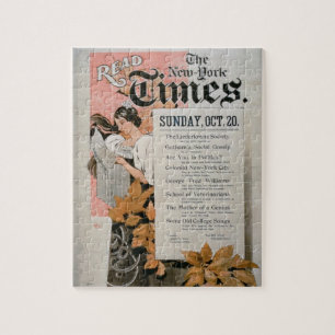 "Läs New York Times" (färglithoen) Pussel