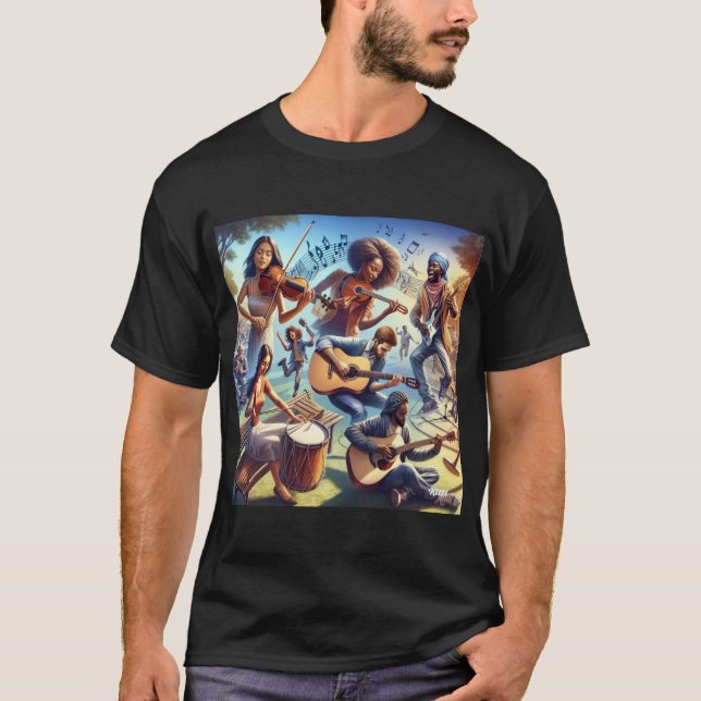 Las notas musicales, Camiseta musical, para musico T Shirt (Framsida)