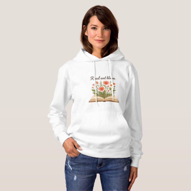 Läs och Bloom Women's Hoodie T Shirt (Hel framsida)