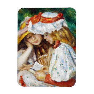 Läs- Pierre Auguste Renoir för två flickor målning Magnet