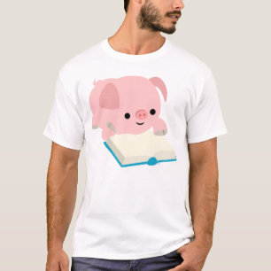 Läs- Pigletbarn för gullig tecknad T-tröja Tee Shirt
