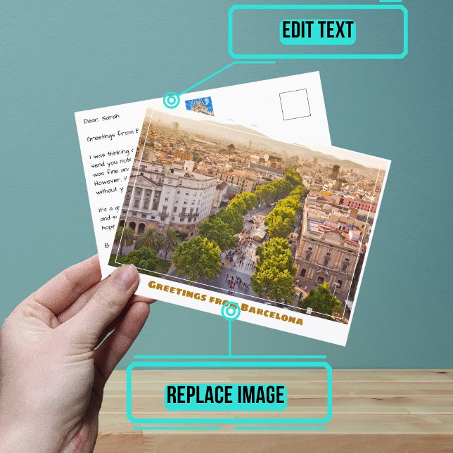 Las Ramblas Barcelona Spanien Modern Vykort (When you are looking to share your experiences, sending a postcard is a sweet gesture.)