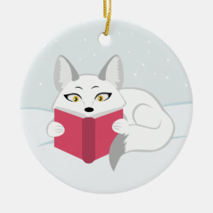 Läs- räv julgransprydnad keramik