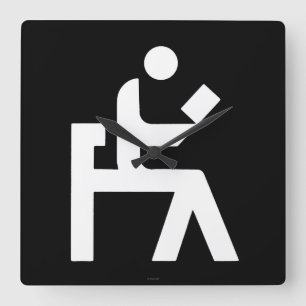 Läs- rum för bibliotek fyrkantig klocka
