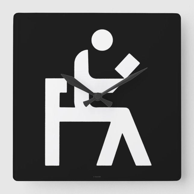 Läs- rum för bibliotek fyrkantig klocka (Framsida)