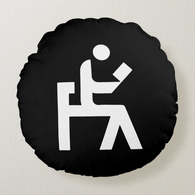 Läs- rum för bibliotek rund kudde (Framsidan)